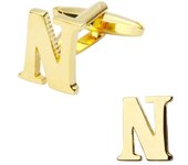 Men's hand polished brass cufflinks, high-quality jewelry, gold-plated, A-Z, 26 letters, fashionable, new