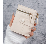Ultra-delgada de cuero de la PU Billetera de las mujeres, la moda de corto titular de la tarjeta, el bolso de color sólido, simple billetera de cien