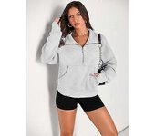Womens Sweatshirts Half Zip Cropped Pullover Fleece Quarter Zipper Hoodies  BSSM