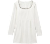 2025 fashion new women's square neck waist handmade beaded long sleeve velvet dress temperament elegant mini dress