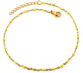 Luxukisskids Stainless Steel Enamel Beads Anklets Bead Chains Sandal Jewelry Yellow Green Blue For Woman Beach Accessories