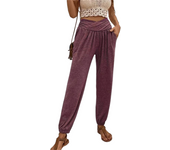 Pantalones holgados de mujer, pantalones de casa, bolsillos sueltos casuales, pantalones corsé de cintura alta