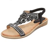 Bohemian Sandals for Women 2025 Flat with Strass Elegant Comfortable Fashion Summer Party Beach Material Soft and Bright