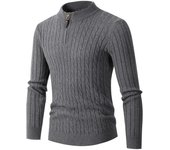 Half Zip Knitted Sweater for Men, Loose Twist Pattern, Half High Neck Sweater, Base Sweater