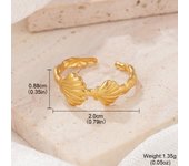Anillo de flores de acero inoxidable de versión ancha retro europea y americana, apertura de mujer, anillo geométrico ajustable que no se desvanece