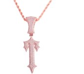 Iced Out Cross Sword Necklace for Men Real Gold Plated Hip Hop Jewelry