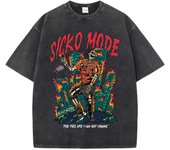 American men's retro washed cotton streetwear, skeleton singer graphic T-shirt, fashionable T-shirt