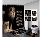 Black Lion Shower Curtain Set Wild Animal Motivational Quote Bathroom Curtains Non-Slip Bath Mat Rug Toilet Lid Cover Home Decor