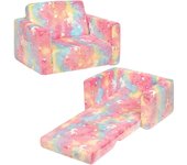 Sillón Infantil Sofá Cama 2 en 1, Convertible a Tumbona, Sofá Suave para Niñas y Niños, Día del Niño y Cumpleaños, Gris Claro