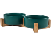 Ceramic Pet Bowl Dish With Wood Stand No Spill Pet Ceramic Double Bowl For Dog Cat Food Water Feeder Cats Small Dogs Pet bowl