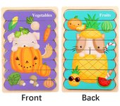 Cartoon Animal Double-sided Strip Wooden Puzzles Jigsaw Game Kids Educational Toys for Children