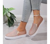 Shiny Gold Sequins Loafers for Women's Pu Leather Slip-On Platform Sneakers Woman 2024 Autumn Non-Slip Flats Casual Shoes Ladies