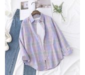 2025 New Fine Loose Casual Women Plaid Fresh College Style Long Sleeve Blouses & Tops Ladies Flannel Checked Shirt Clothes
