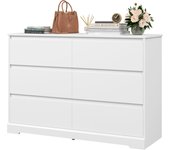 White Dresser, 47.2" Tall White Dresser for Bedroom, Modern Wood Chest with Deep Drawers, Chest of Drawers for Living Room Nursery