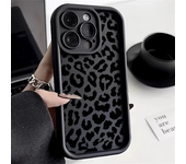 Black Leopard Print Pattern Silicone Phone Case For iPhone 11 12 13 14 15 16 Pro Max X XS XR 7 8 Plus SE 2 Shockproof Soft Cover