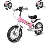 Bicicleta Sin Pedales para Niños,Bicicleta Niño Dos en Uno para con Pedales,Amortiguadores,12 14 Pulgadas Adecuada para Niños de 1 a 7 años 4 Colores Bici Sin Pedales Niño