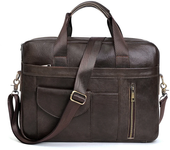 Maletín de cuero genuino para hombre, bolsa de mensajero para ordenador portátil de 15,6 pulgadas, grande, Vintage, para oficina