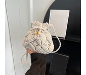 Design Woven Handbag Fashion Boho Hollow Out Handmade Bucket Crossbody Bag Summer Beach Bag Knitted Phone Pouch