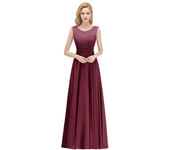Elegant sleeveless gauze evening gown,  A series formal style, with solid waist and pleats