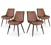 Brown x4 - Pack de 4 sillas de Comedor, diseño nórdico y Vintage con Asiento Acolchado y Respaldo ergonómico, Color marrón