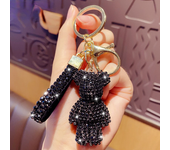 Cute Rhinestones Tassel Bear Keychain Couple Keychain Girl Decoration Small Pendant Car Key Ring Student Bag Pendant