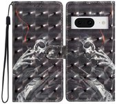 For Google Pixel 8 Case Flip Wallet PU Leather 3D Pattern Printed Phone Cover