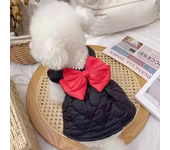 Pet Dog Dresses Winter Big Bow Thickened Dress with Velvet Bow Dress Teddy Bear Dog Cat Coat Puppy Clothes for Small Dogs