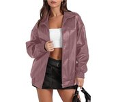 PU Leather Jacket Long Sleeved Lapel Zipper Side Pocket Casual Trench Coat for Women