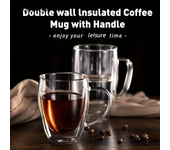 2/4/6Uds 350ML Taza de café de vidrio de doble pared Con Mango Taza de capuchino de vidrio transparente Café Leche Té Jugo Taza de té