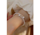 Pulsera de perlas Vintage francesa para mujer, brazalete ajustable de bola acrílica Simple, joyería de moda