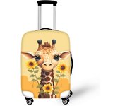 Fashion Sunflower Giraffe Travel Luggage Cases Protector Suitcase Cover Apply to Travel Suitcase Case Washable Spandex Baggage Covers Business Hiking Camping School Home