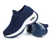 Zapatillas de deporte para mujer, zapatos informales de malla con forma redonda, cojín de aire, Color a juego, transpirables, antideslizantes, planos, talla grande 44