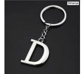 DIY A-Z Letters key Chain Car Men Metal Keychain Ring Women Car Key Ring Simple Silver Color Letter Name Key chain Party Gift
