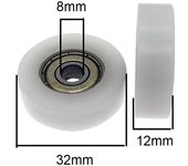4pcs 8x32x12mm 608ZZ Ball Bearing Round Wheel Chrome Steel Guide Pulley Roller Pre-lubricated Single-row