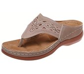 Women's Fashion Wedge Sandals, Casual Faux Leather Solid Color Flip Flops, Lightweight & Comfortable Shoes