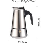 【Cafetera de Inducción】Acero Inoxidable, 5 Tamaños (100ml-450ml) - Diseño Clásico y Sostenible, Sin Productos Químicos, Fácil Limpieza para Hogar/Oficina(Venta caliente en Italia en 2025)