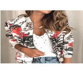 Chaqueta Bomber informal con estampado Floral de talla grande, abrigo elegante con cremallera, ropa de oficina ajustada
