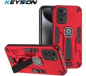 KEYSION Shockproof Armor Case for Redmi Note 10 Pro 4G 10S 10 2022 Soft Silicone+PC Kickstand Phone Cover for Xiaomi POCO M5S