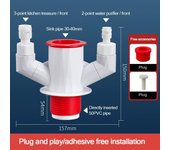 Anti odor Sink Drain Pipe Adapter Sealing Ring Multifunctional Drainage Water Pipe Joint Dual-Interface