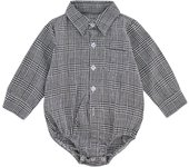 -Ropa de Algodón de Manga Larga para Recién nacidos, Niños, Monos, Fashion, Cuadrícula