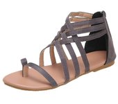 Sandalias de Mujer 2025, Tiras Finas Tejido Romano, Plano Punta Dedos, Detalle Cremallera Trasera, Zapatos Verano Moda Europa