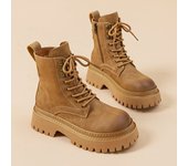 Nuevas Botas Con Cordones Para Mujer, Botas Vaqueras Occidentales Marrones, Botas De Plataforma