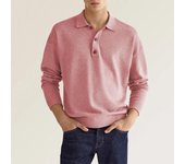 Chaqueta casual polo abotonada con cuello en V de manga larga para hombre de otoño e invierno