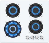 IsEasy Gas Hob 4 Bulbs, Glass Gas Hob with Automatic Thermocouple Protection, Built-in White Hob, 4 Zones Gas Hob
