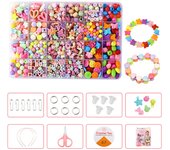Bricolaje conjunto de cuentas, 550+ joyas para niñas pulseras collares cuentas fabricación para niños kits para hacer joyas