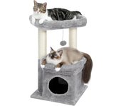 Árbol pequeño para Gatos, Torre para Gatos de Varios Niveles con Poste rascador Cubierto de sisal, Acogedor condominio para Gatos y Percha Grande para Gatos de Interior