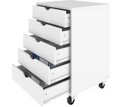 Cómoda de 5 cajones, Archivadores Móviles con Poleas, Superficies Estructuradas, Armarios Para Papel a4, Documentos, Papelería, Impresoras, Negro