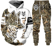 Chándal con estampado 3D de lobo para hombre, Conjunto de sudadera con capucha y pantalones de chándal, ropa de calle de gran ta