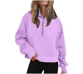 Women's Loose Short Hooded Wool Sweater, Mid Yoga Sportswear, Autumn & Winter, New