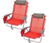 Pack de 2 sillas plegables multiposición para playa, jardín, terraza o camping beige, Medidas 64x11x64cm, 4 posiciones, con cojín en el cabecero, Incluye asa de transporte, Ibiza X2
